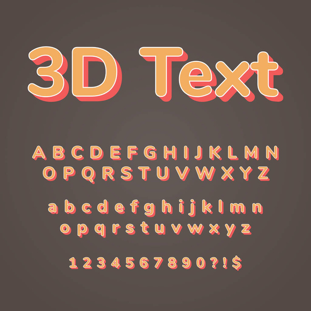 3d lettertype, eenvoudig alfabet, 3d alfabet, 3d tekst - Vector, afbeelding
