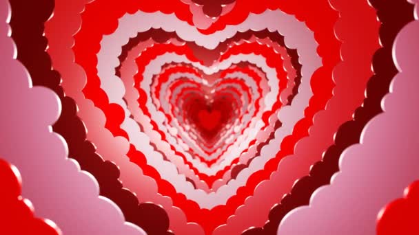 Abstract beautiful motion background made of paper hearts. Love, wedding, Valentine's day background. 4K loop animation. - 映像、動画