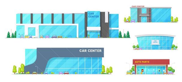 Autohaus-Zentren und Showroom-Gebäude - Vektor, Bild