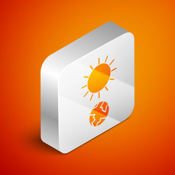 Isométrique icône Solstice isolé sur fond orange. Bouton carré argenté. Illustration vectorielle
 - Vecteur, image