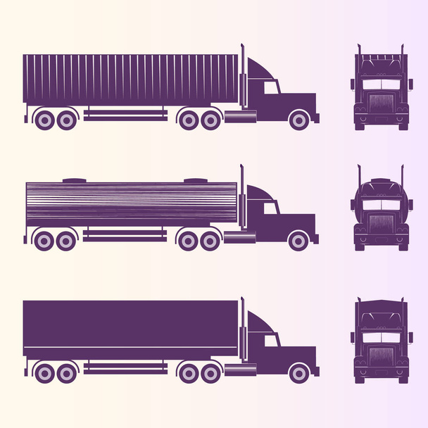 Conjunto de siluetas de camiones
. - Vector, Imagen