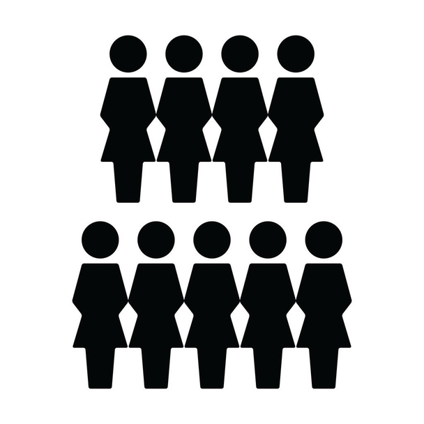 Gruppo vettoriale di icone femminili di persone simbolo avatar per le persone di gestione aziendale in illustrazione di pittogrammi glifi a colori piatti
 - Vettoriali, immagini