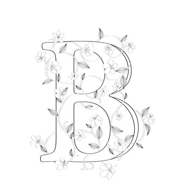 Letra B bosquejo floral
 - Vector, imagen