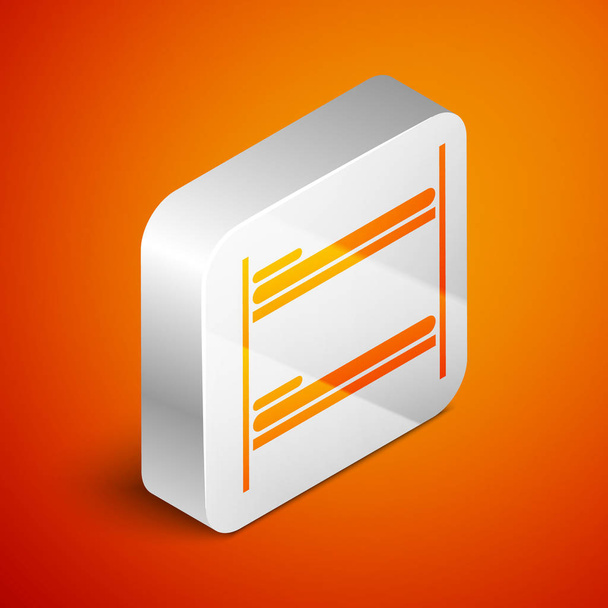 Isometrische stapelbed icoon geïsoleerd op oranje achtergrond. Zilveren vierkante knop. Vector Illustratie - Vector, afbeelding