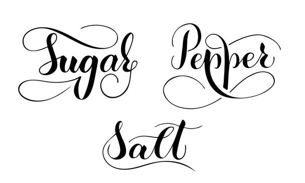 Texte vectoriel écrit à la main poivre, sel et sucre isolé sur fond blanc
 - Vecteur, image