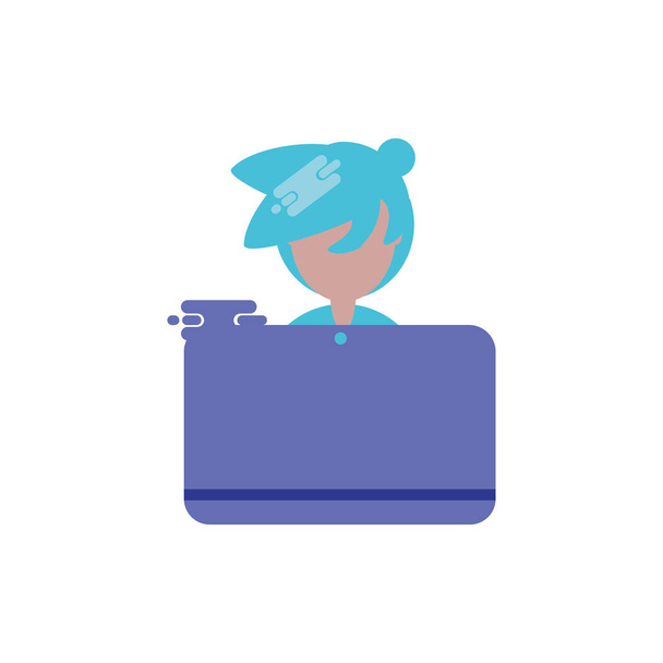 Isolated avatar boy with digital laptop vector design - Vector, Image