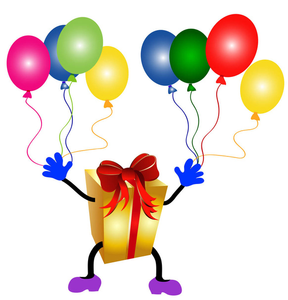flying gift with balloons - Foto, Imagem