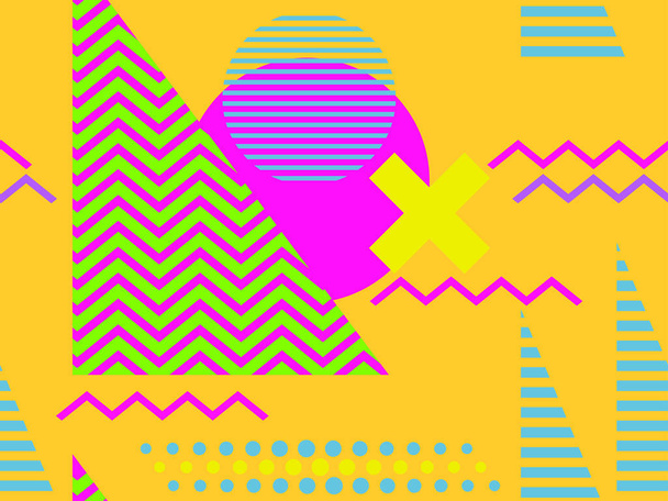 memphis nahtlose Muster. chaotische geometrische Formen im Stil der 80er Jahre. für Werbeartikel, Packpapier und Druck. Vektorillustration - Vektor, Bild