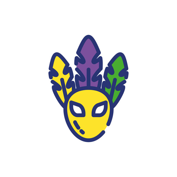 Geïsoleerde Mardi gras masker met veren vector ontwerp - Vector, afbeelding