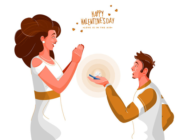 Young Boy Proposing to His Girlfriend on the Occasion of Happy V - Vector, afbeelding