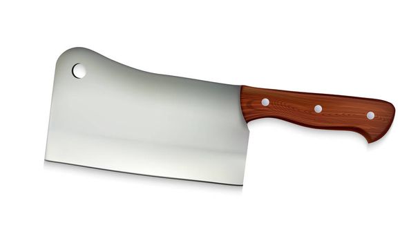 木製ハンドルベクトル付きクリーバー大規模なクックナイフ - ベクター画像