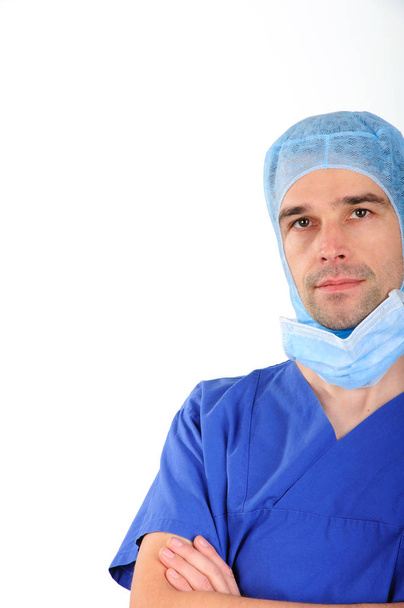 portrait of a doctor with stethoscope isolated on white background - Zdjęcie, obraz