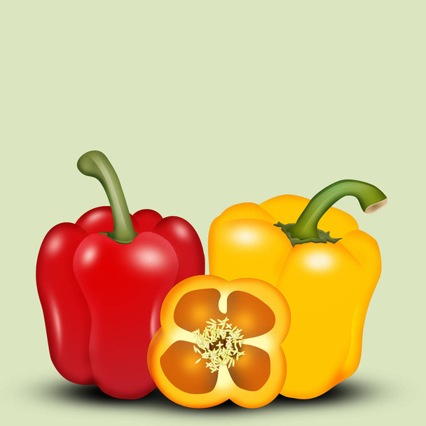 illustrations of red and yellow peppers - Φωτογραφία, εικόνα