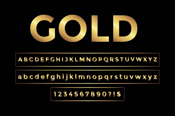Golden Glossy Font, Gold Alphabet, Gold Text - Вектор, зображення