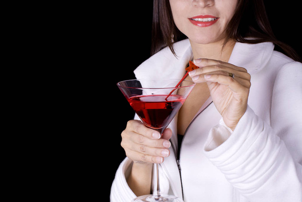 Woman with red cocktail - Fotó, kép