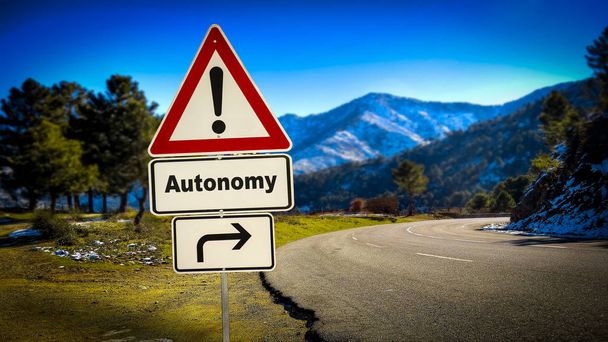 Straßenschild zur Autonomie - Foto, Bild