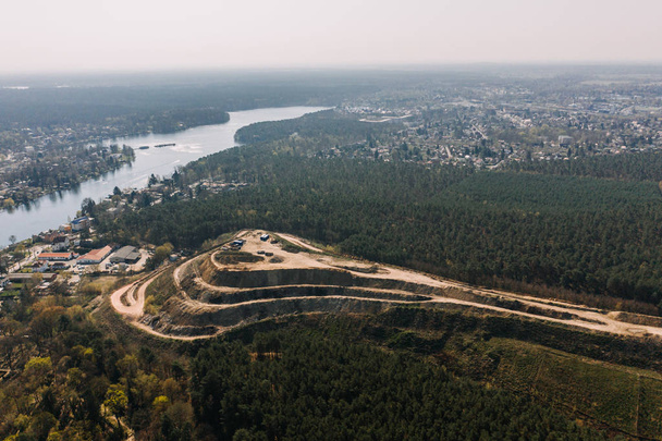 Aerial drone photo of Woltersdorf Schleuse Brandenburg, Germany - Zdjęcie, obraz