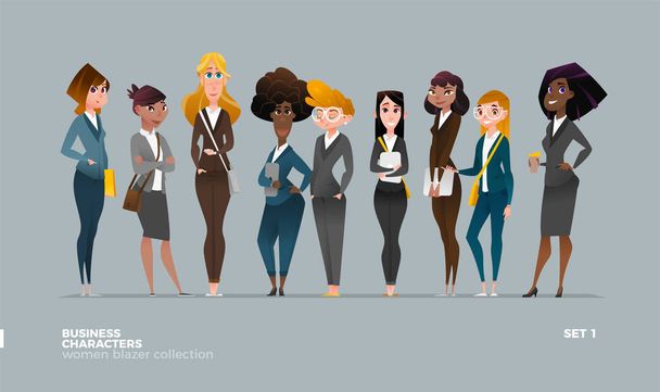 Modern Gündelik İş Giyiminde İş Kadınları Koleksiyonu - Vektör, Görsel
