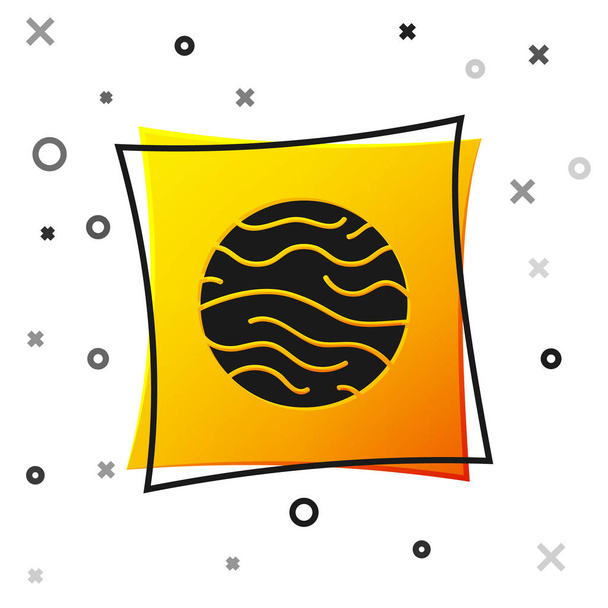 schwarzer Planet Venussymbol isoliert auf weißem Hintergrund. gelber quadratischer Knopf. Vektorillustration - Vektor, Bild