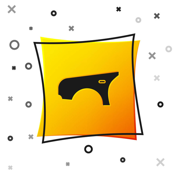 schwarzes Kotflügelsymbol isoliert auf weißem Hintergrund. gelber quadratischer Knopf. Vektorillustration - Vektor, Bild