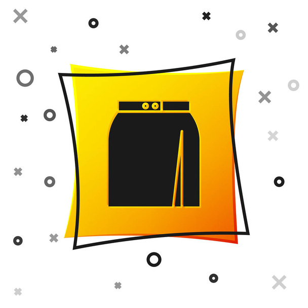 schwarzes Rocksymbol isoliert auf weißem Hintergrund. gelber quadratischer Knopf. Vektorillustration - Vektor, Bild