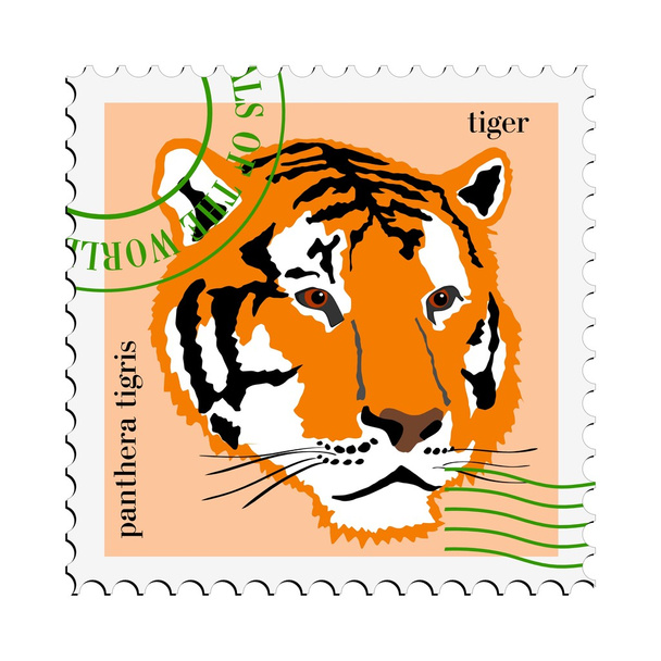 Vector stamp with tiger - Wektor, obraz