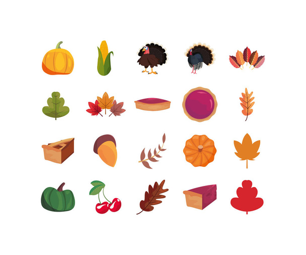 Ikoon set van gelukkige Thanksgiving dag vector ontwerp - Vector, afbeelding
