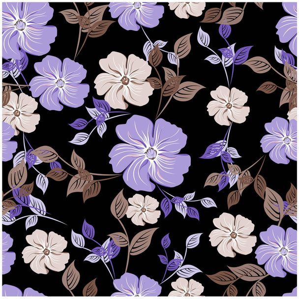 Vector abstract background flowers seamless pattern - Вектор,изображение