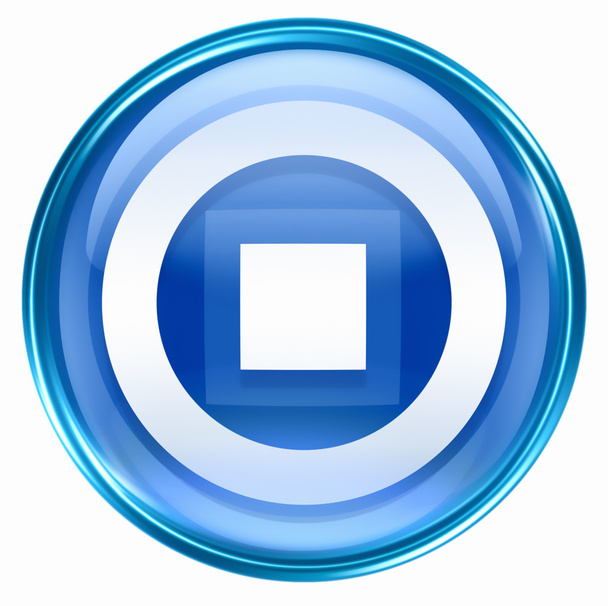 Stop icon blue, isolated on white background. - 写真・画像