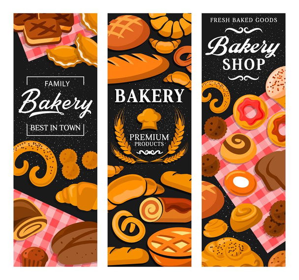 Desserts, sweets, patisserie, baker shop banners - Vector, Image