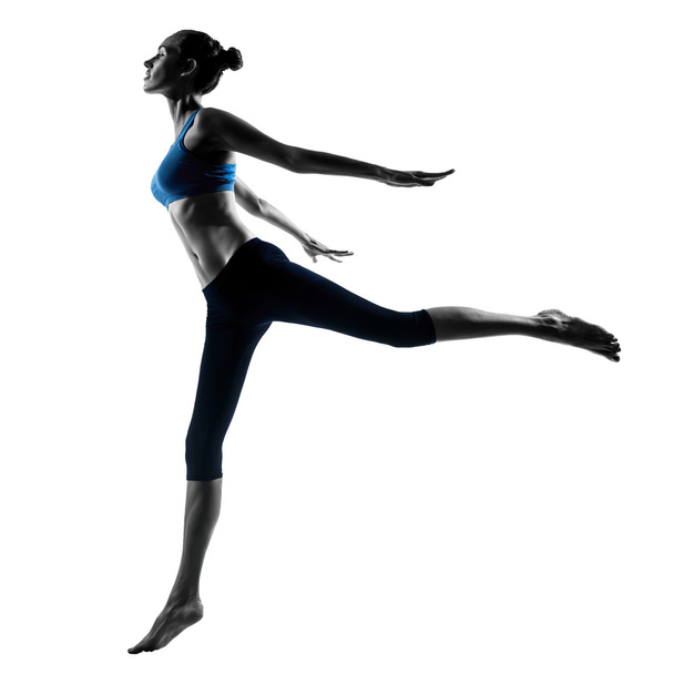 woman exercising jumping stretching dancing - Φωτογραφία, εικόνα