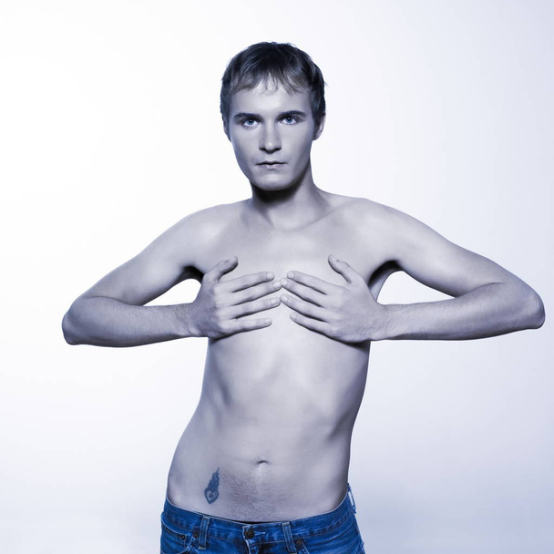 close up of  androgynous young man - Photo, Image