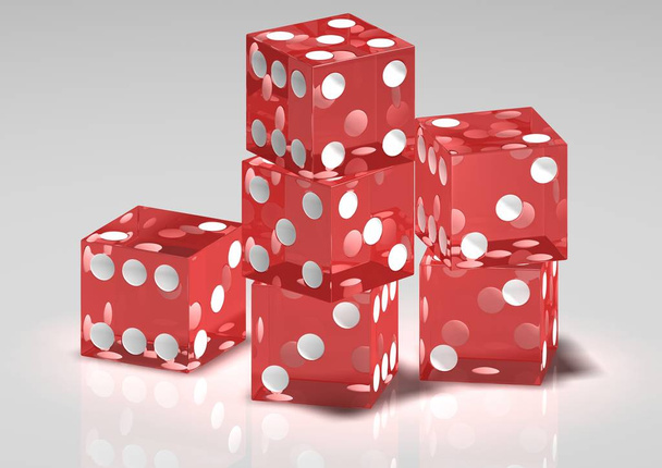 3d rendering of a red dice on a gray background  - Fotoğraf, Görsel