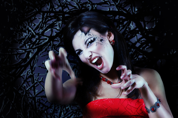 woman beautiful halloween vampire - Фото, изображение