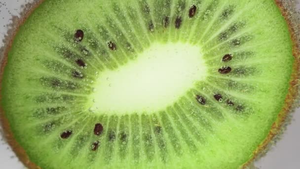 kiwi vicino - su sotto macro dell'acqua. frutta succosa nell'acqua per la preparazione del dessert, succo. focus selettivo
 - Filmati, video