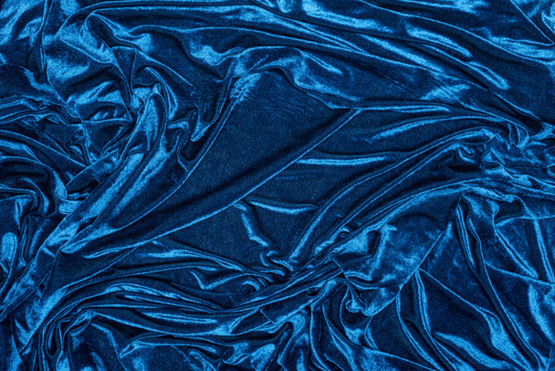 Top view of background of blue velour fabric  - Photo, Image