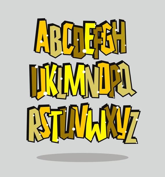 Graffiti comic alphabet lettering. Vector font - Vecteur, image