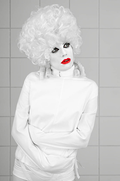 beautiful girl in a white wig  - Foto, afbeelding