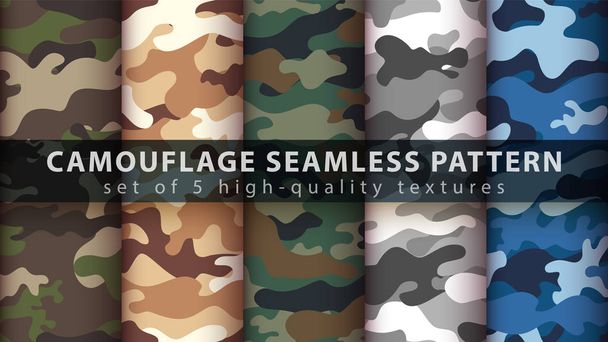 setzen Camouflage Militär nahtlose Muster - Vektor, Bild