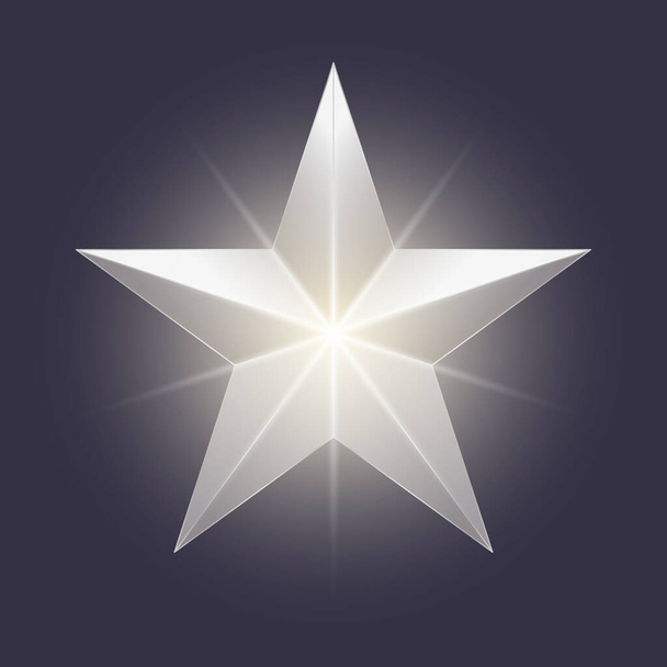 Shining vector star icon. Gradient glow golden shape on a dark b - Vektor, Bild