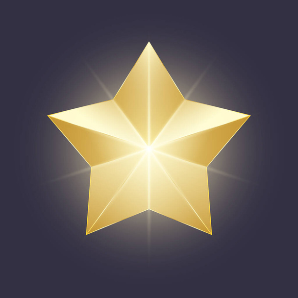 Shining vector star icon. Gradient glow golden shape on a dark b - Διάνυσμα, εικόνα