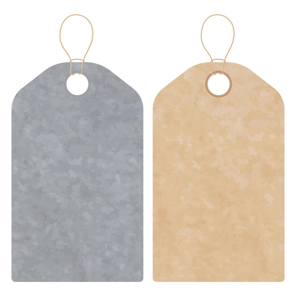 Blank gift tag labels for sale prices. Texture of realistic brow - Vector, Image