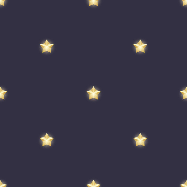 Seamless pattern of shining vector stars. Repeating gradient gol - Vektör, Görsel