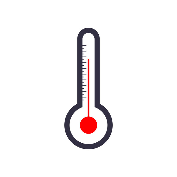 Outline thermometer icon. Red hot temperature symbol. Vector EPS - Wektor, obraz