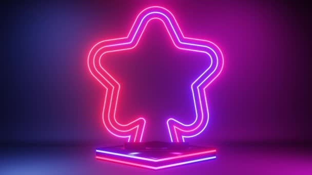 Neon background. Purple and blue neon background appears and disappears. Bright live neon background. Stars version. 4K (76-326 frames are looped) - Footage, Video