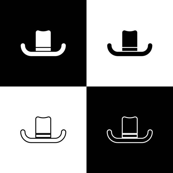 Set chapeau homme avec icône de ruban isolé sur fond noir et blanc. Illustration vectorielle
 - Vecteur, image