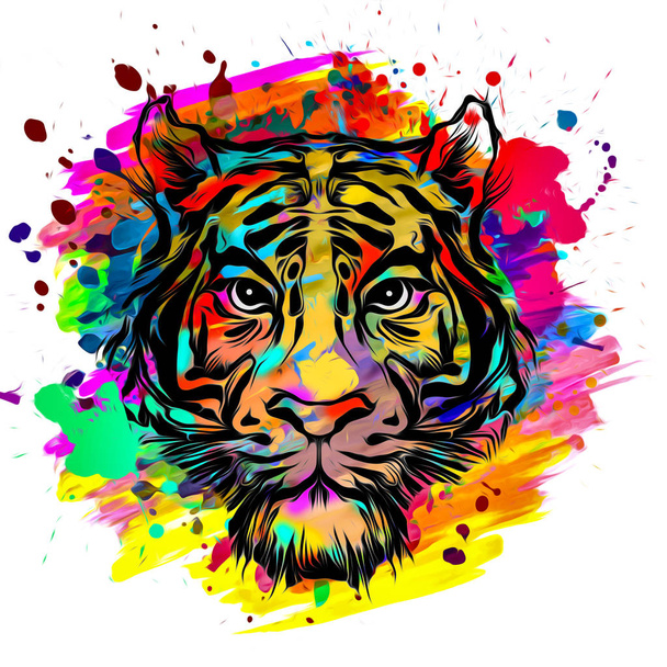 Tigris fej kreatív absztrakt elem fehér alapon  - Fotó, kép