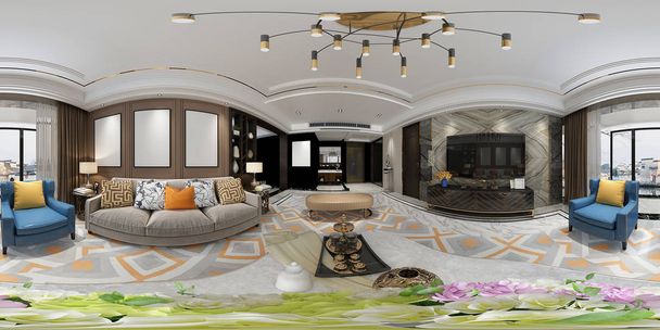 3d render 360 degrees home interior - Photo, Image