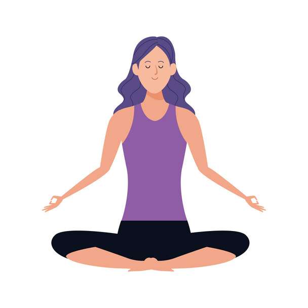 kreslená žena cvičit jógu ikona - Vektor, obrázek