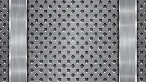Metal background with holes and two polished plates - Vector, Image